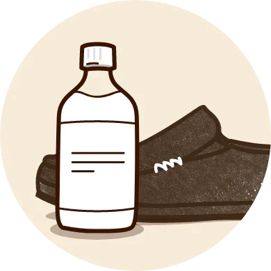 icon of a bottle next to a slipper